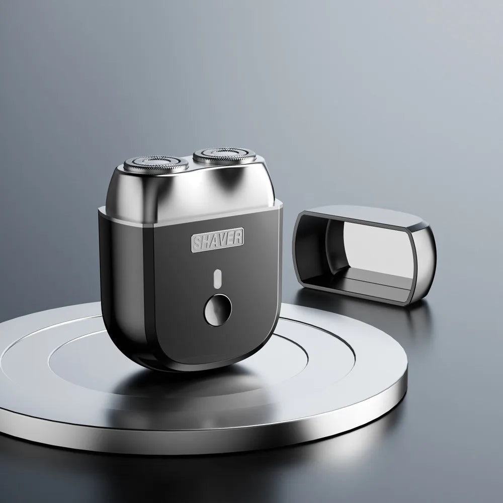 Portable Electric Shaver for Men Double Ring Blade Magnetic Head USB Charging Long Runtime No Hair Clog Travel Home Razor