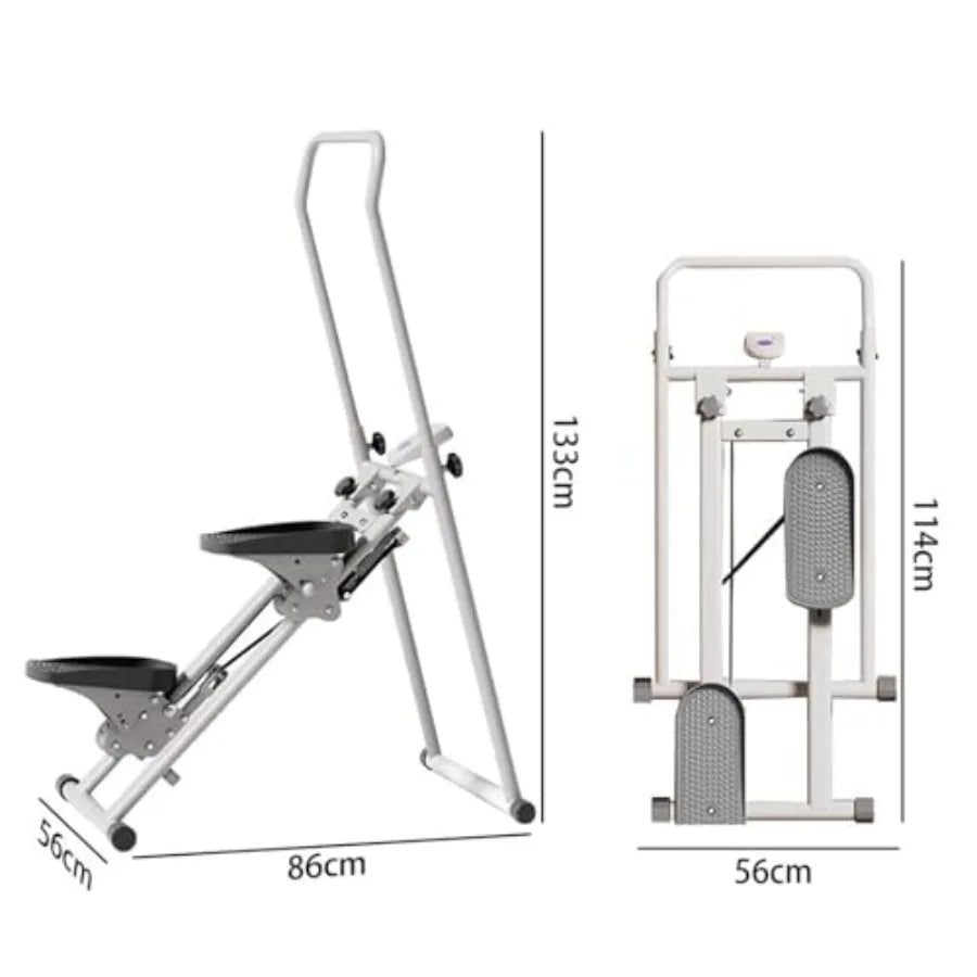 Foldable Stair Climber Vertical Climbing Cardio Exercise Machine Height Adjustable Stepper for Home and Office Use Compact Blac