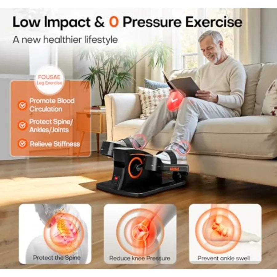 Under Desk Elliptical Machine Upgraded 6 Adjustable Resistance 15 Speeds Electric Leg Exerciser for Seniors with Forward Revers