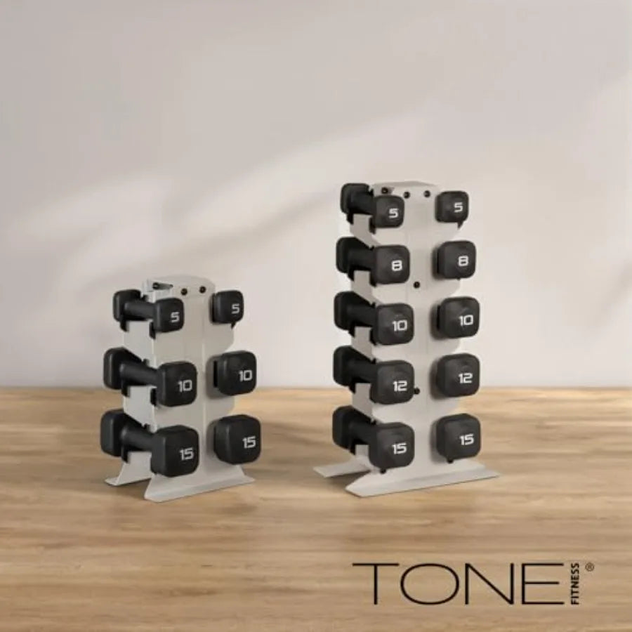 Neoprene Dumbbell Set with Storage Rack Non-Slip Anti-Roll Hand Weights for Home Gym Workouts 20 lb 32 lb 50 lb 60 lb 100 lb Op