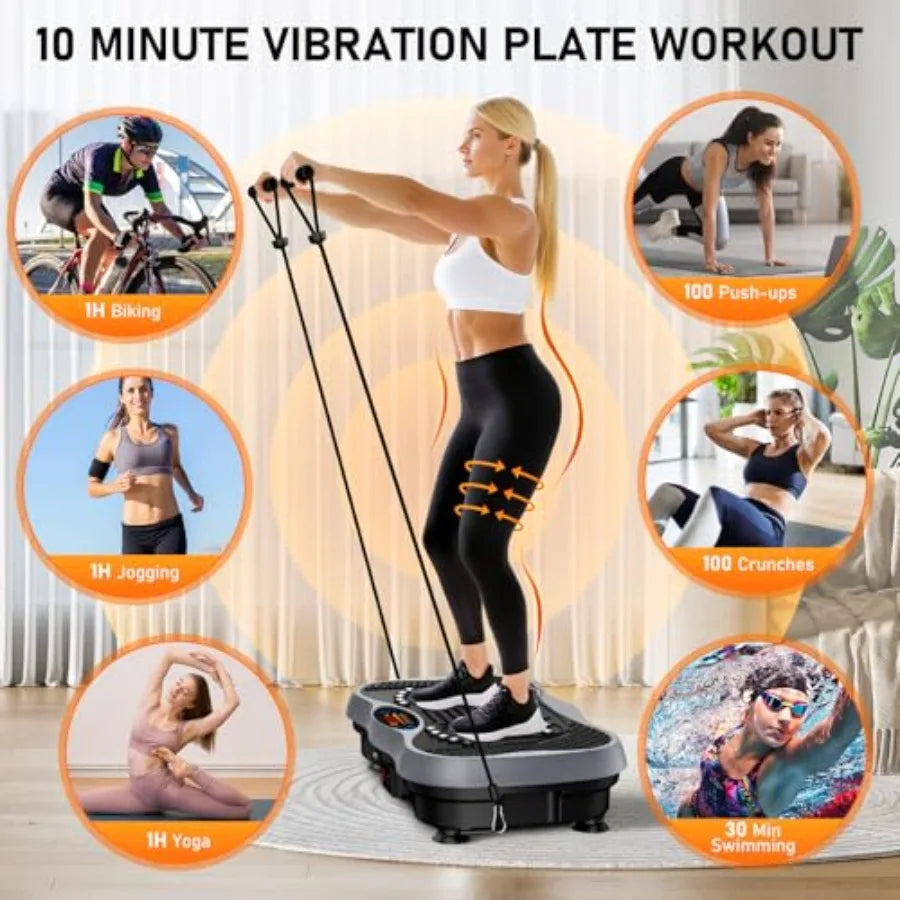 Vibration Plate Exercise Machine for home gym use ABS plastic body in black 130 intensity levels for full-body workout lymphati