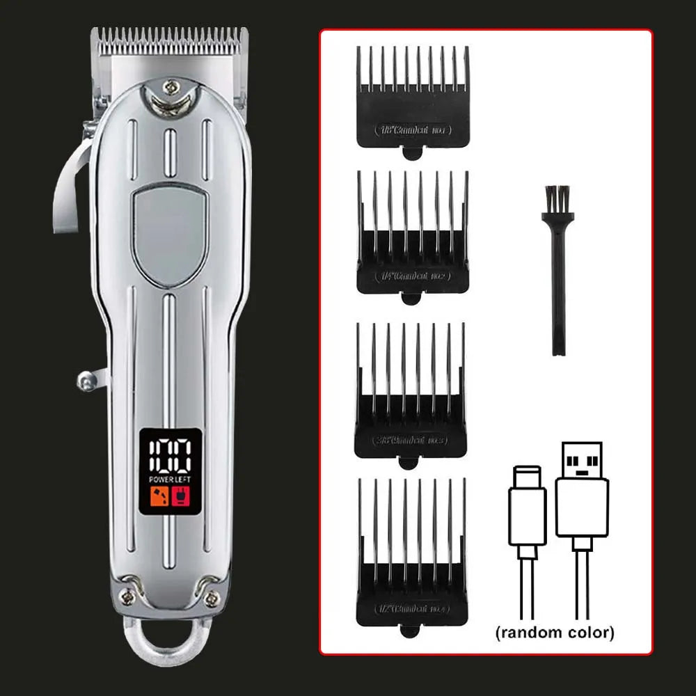 Professional 2-in-1 Gold Hair Clipper & Trimmer Set with LCD Display, USB Rechargeable T-Blade Hair Trimme for Men’s Haircut & Beard Styling