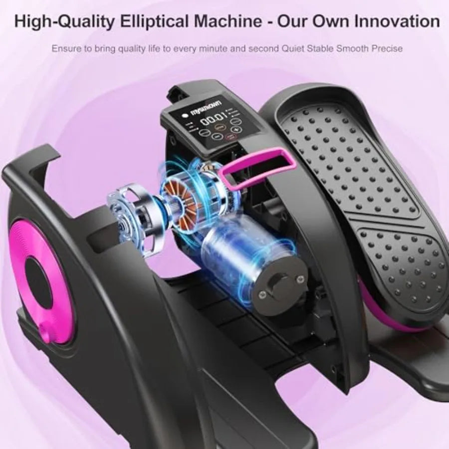 Under Desk Elliptical Machine for Seniors Fluorescent Pink and Black Quiet Portable Electric Seated Pedal Exerciser Fully Assem