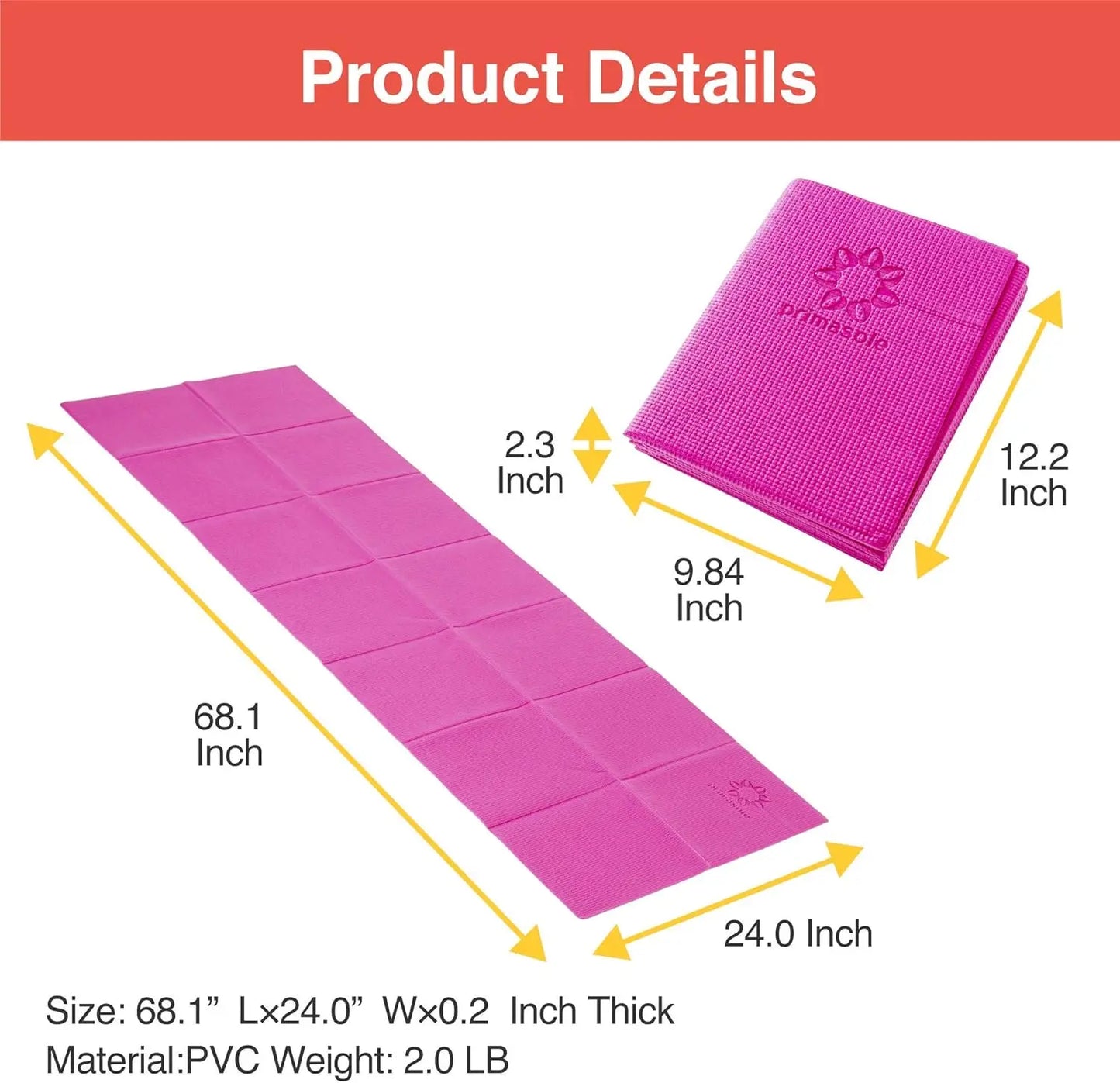 Foldable Yoga Mat 4mm Thick Lightweight Travel Pilates Exercise Easy Carry 9 Colors