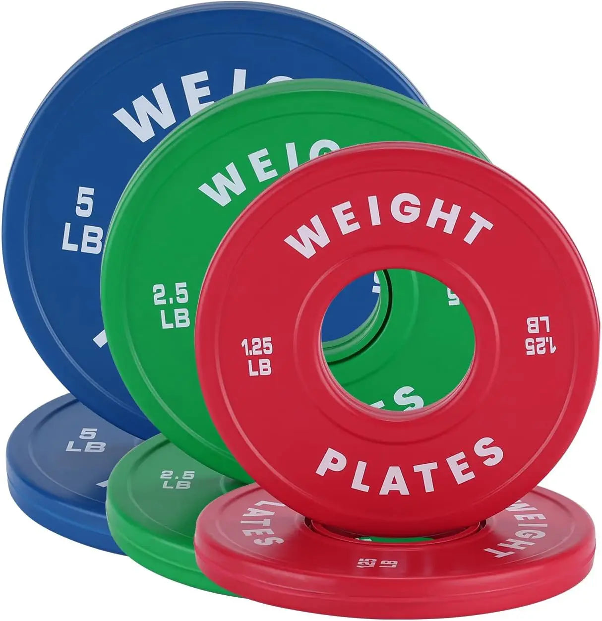 BarbellFractional Weight Plates 1.25LB 2.5LB 5LB 10LB Set Rubber Coated Strength Training Barbell Lifting Bumper Plates for Gym
