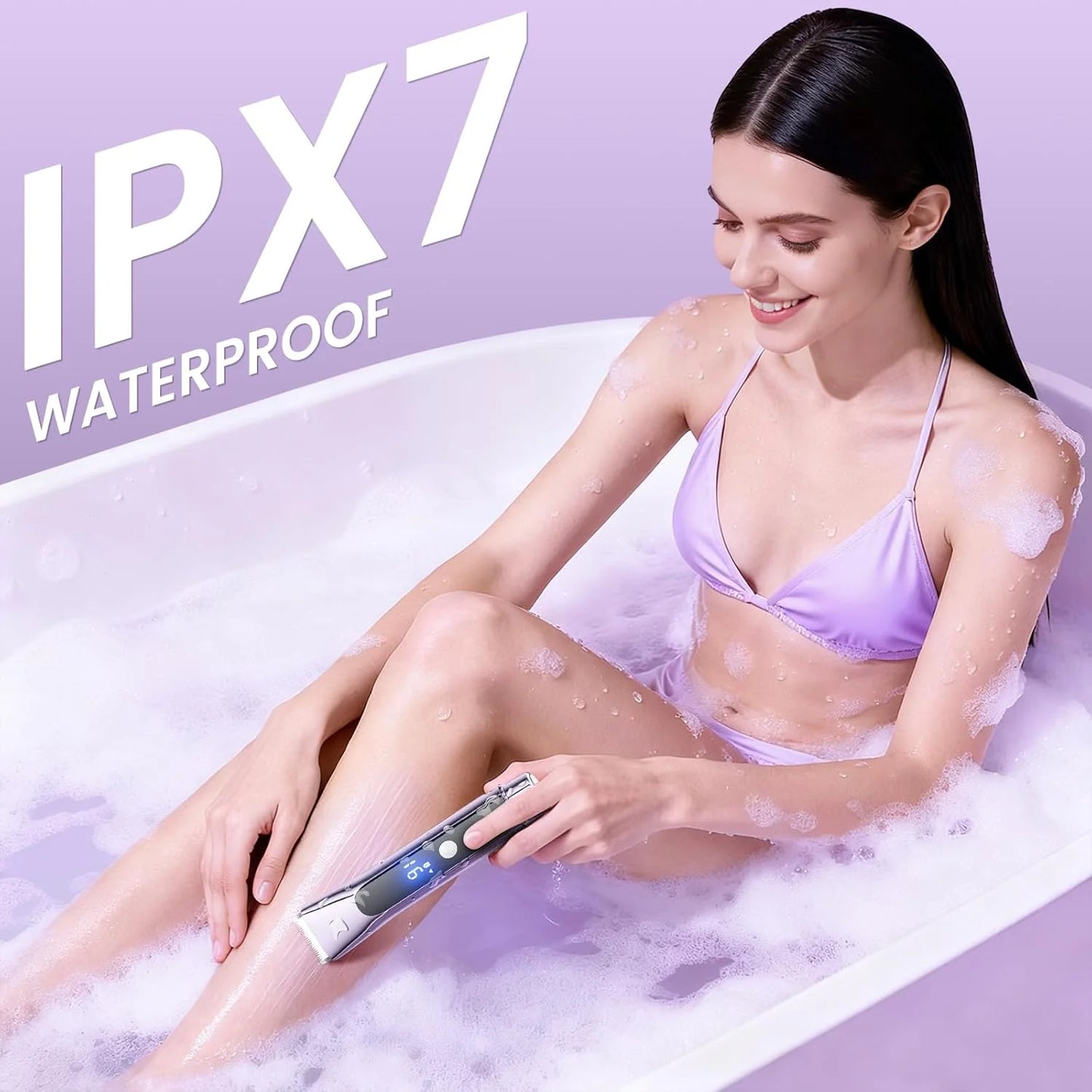 Bikini Trimmer for Women, 2-in-1 Electric Razor with Dual Heads, Ceramic Blade, Waterproof & Rechargeable, Painless Pubic Hair S