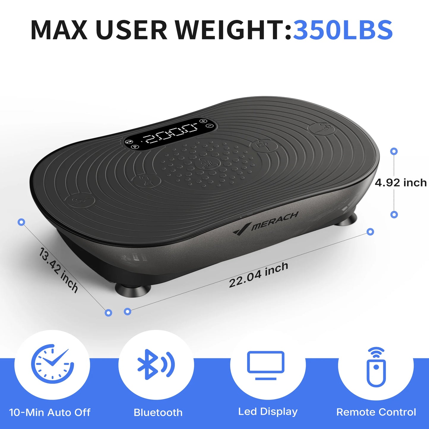 MERACH Vibration Plate V33 Pro for Weight Loss & Shaping: 99 Speed Levels, Enhanced Vibration, Bluetooth Speaker, LED Touchscreen