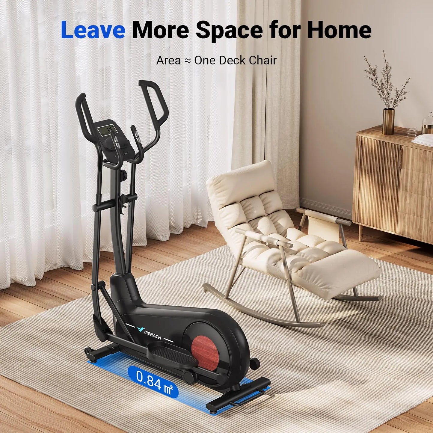 MERACH Elliptical Exercise Machine with 18.5IN Stride Hyper-Quiet Magnetic Drive System Elliptical Trainer 8 Resistance Levels