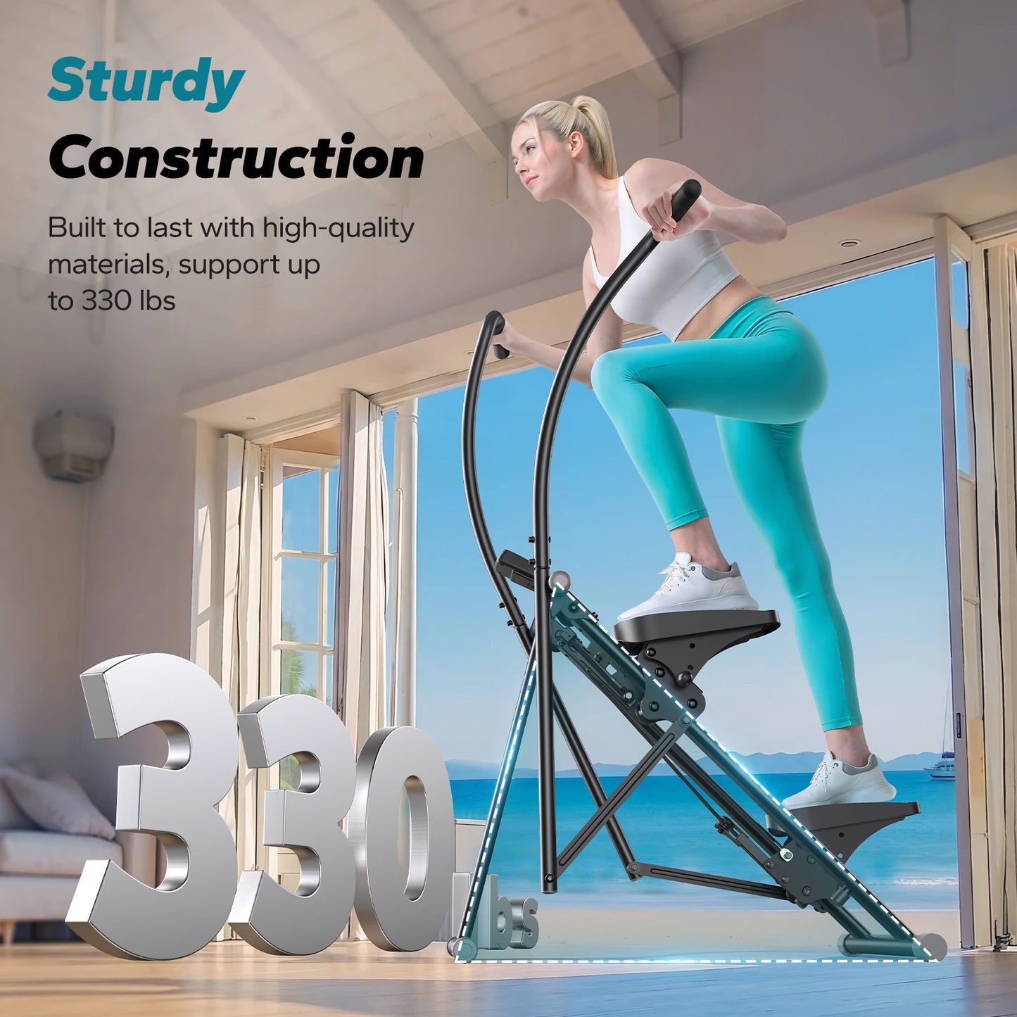 MERACH Stair Stepper for Home Gym New Version for Full-Body Workout Compact Folding Stair Climber with Extended Step Range