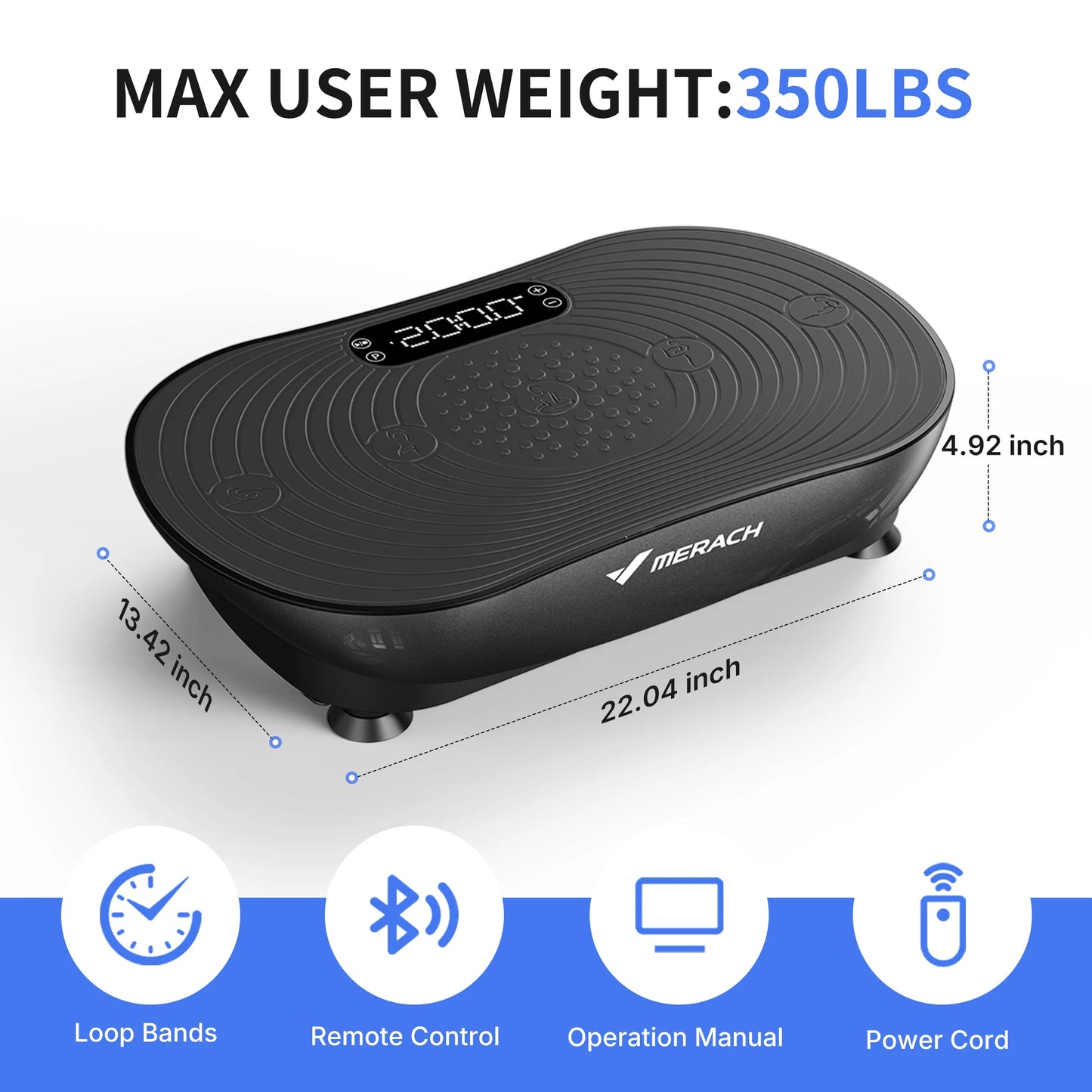 MERACH Vibration Plate V33 Pro for Weight Loss & Shaping: 99 Speed Levels, Enhanced Vibration, Bluetooth Speaker, LED Touchscreen