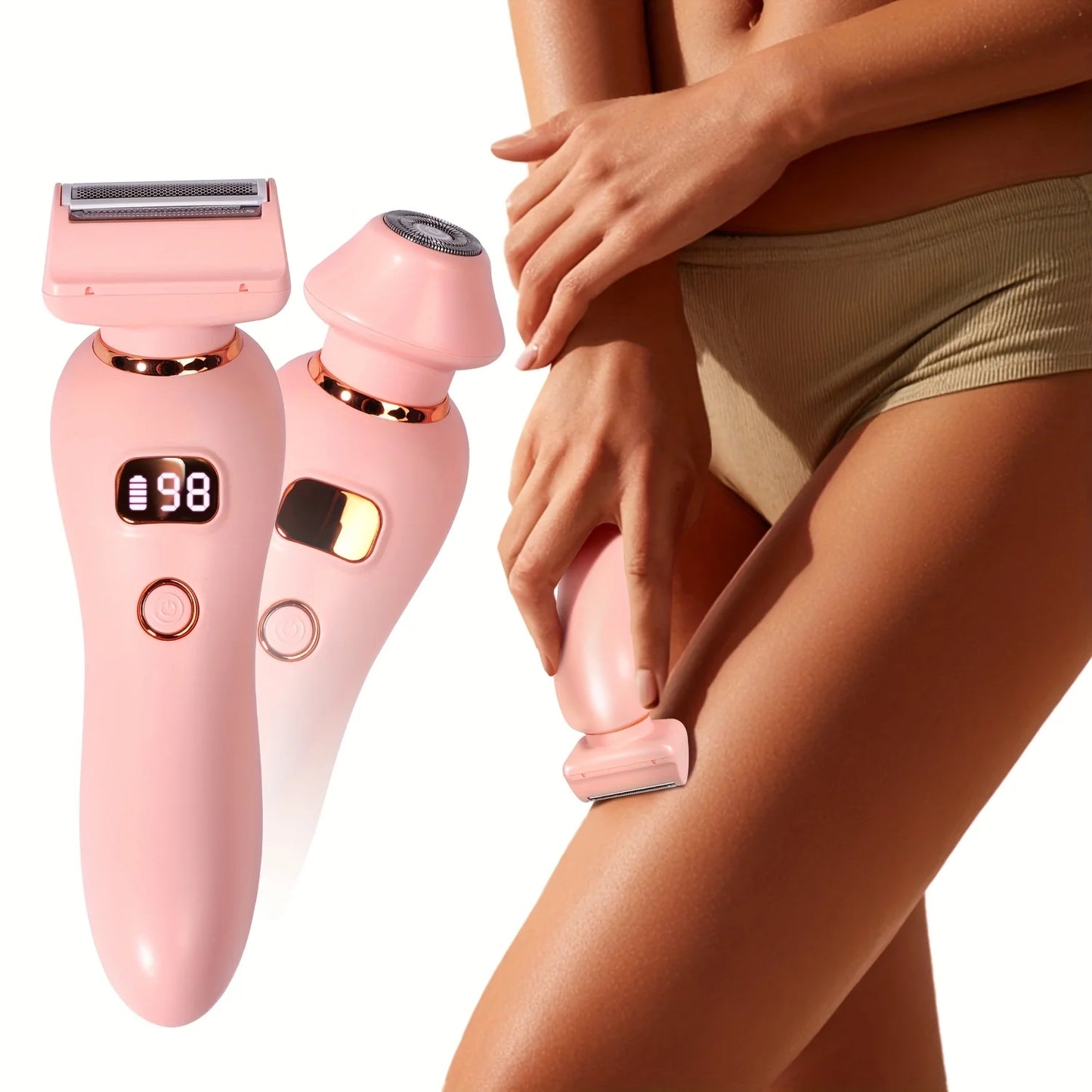 Electric Shaver for Women 2-IN-1 Electric Razor for Womens Legs Underarm Face,Wet Dry Use Rechargeable Bikini Trimmer