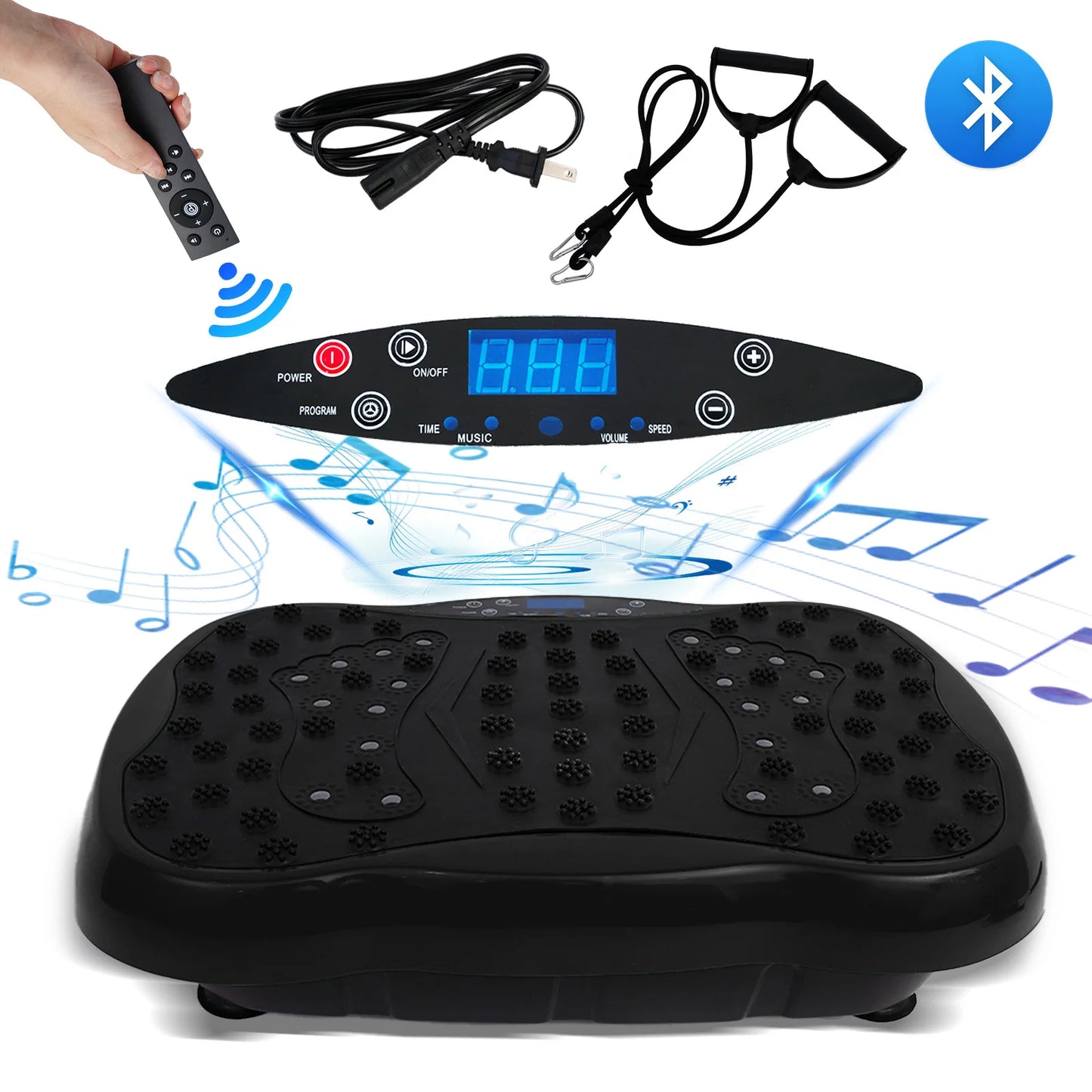Full-Body Vibration Plate Exercise Machine Fitness Equipment Workout 330lbs Weight Loss with Resistance Bands Remote Control