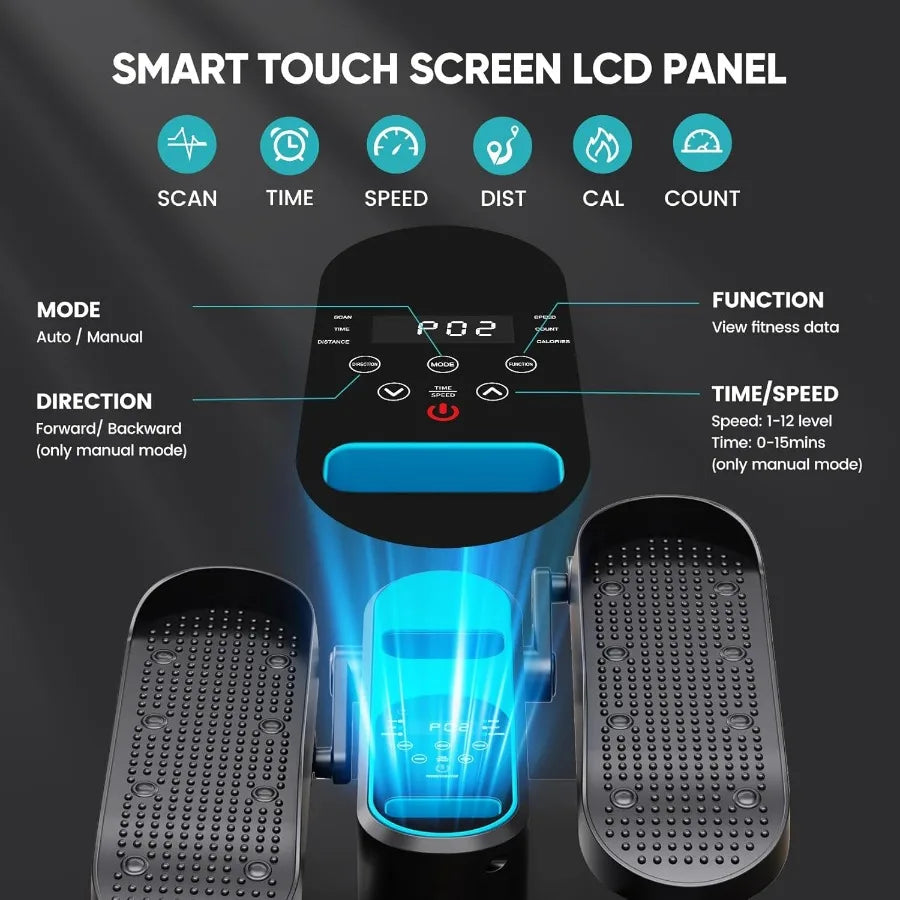 Under Desk Elliptical Machine Electric Leg Exerciser for Seniors Portable Seated Pedal Exerciser with 12 Speed Levels Remote Co