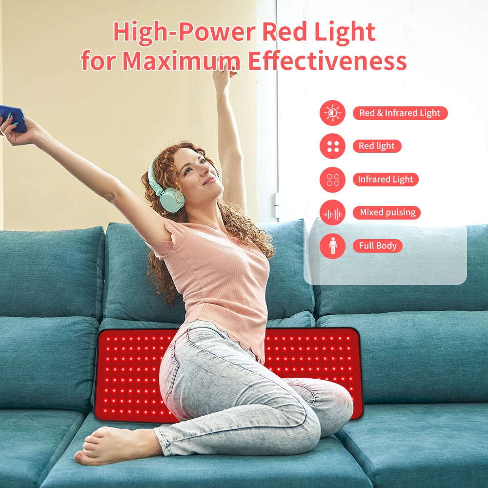 Red Light Pad Flexible Near Infrared Light Mat For Wellness 600nm 850nm Red Light Belt For Waist Back Shoulder Relax Pain Relief