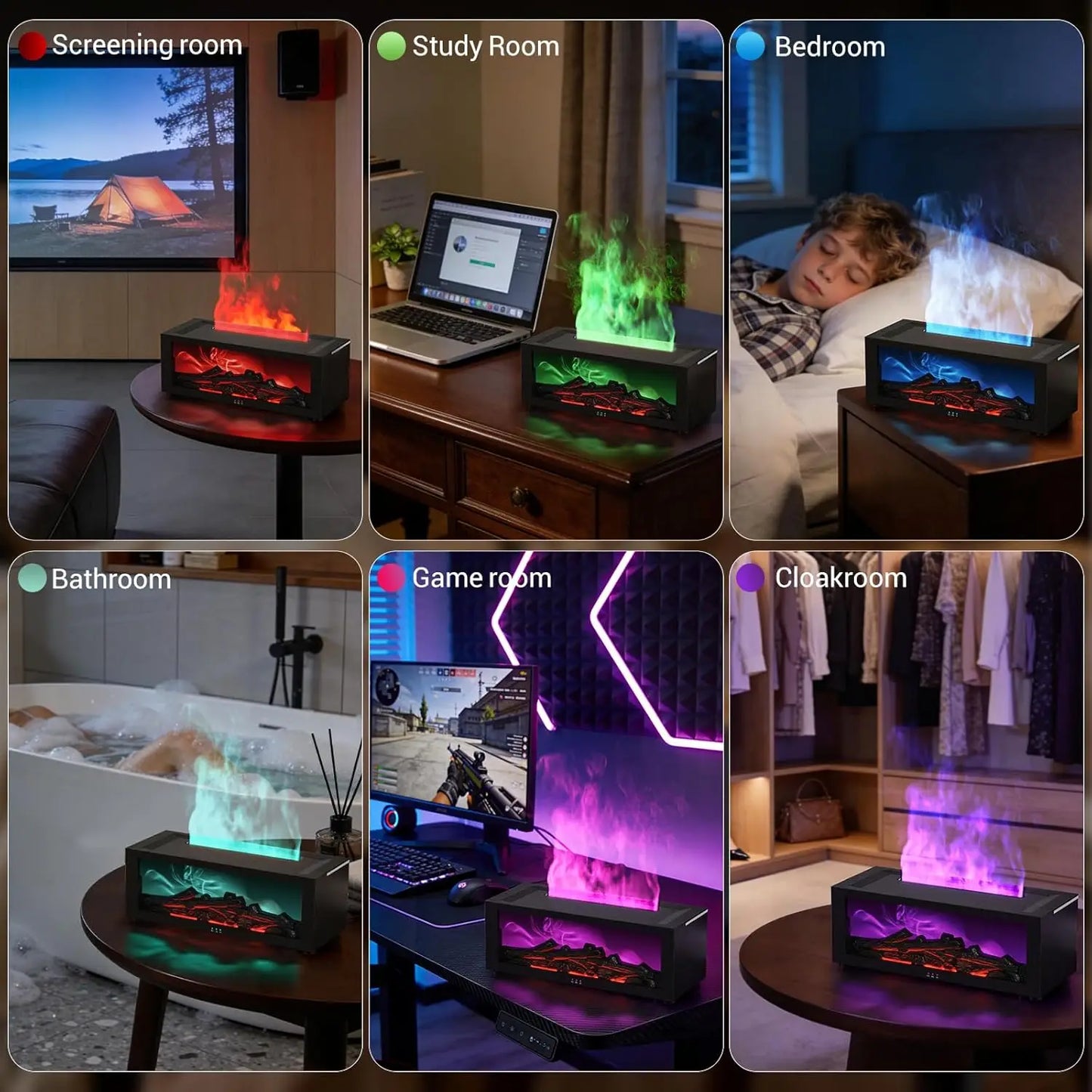 Remote Control Flame Diffuser, 150ml Ultrasonic Aroma Humidifier with Timer & LED Lights for Home