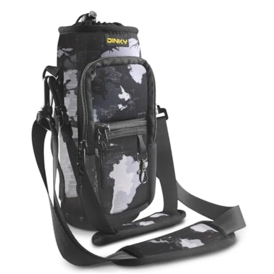 Water Bottle Carrier Bag with Adjustable Shoulder Strap - Neoprene Pouch Sleeve for Hiking Camping and Fishing - Compatible wit