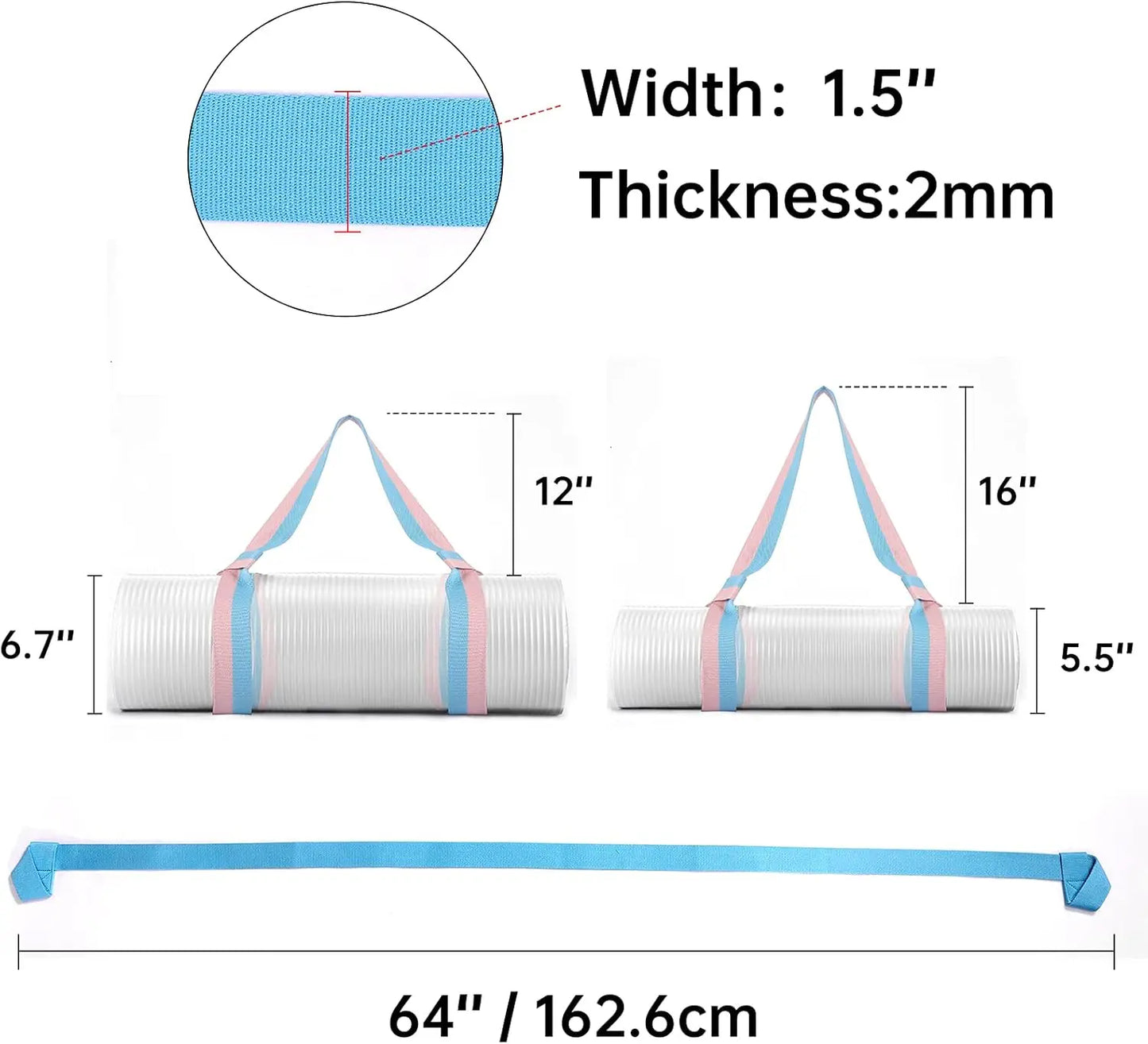 2-Pack Adjustable Yoga Mat Carrying Straps, Durable & Comfortable for Easy Transport