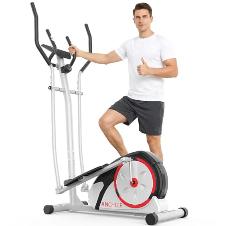 Smart Upright Elliptical Machine with Magnetic Resistance for Home Use Ultra-Quiet Drive Built-in Pulse Sensor LCD Monitor 500L