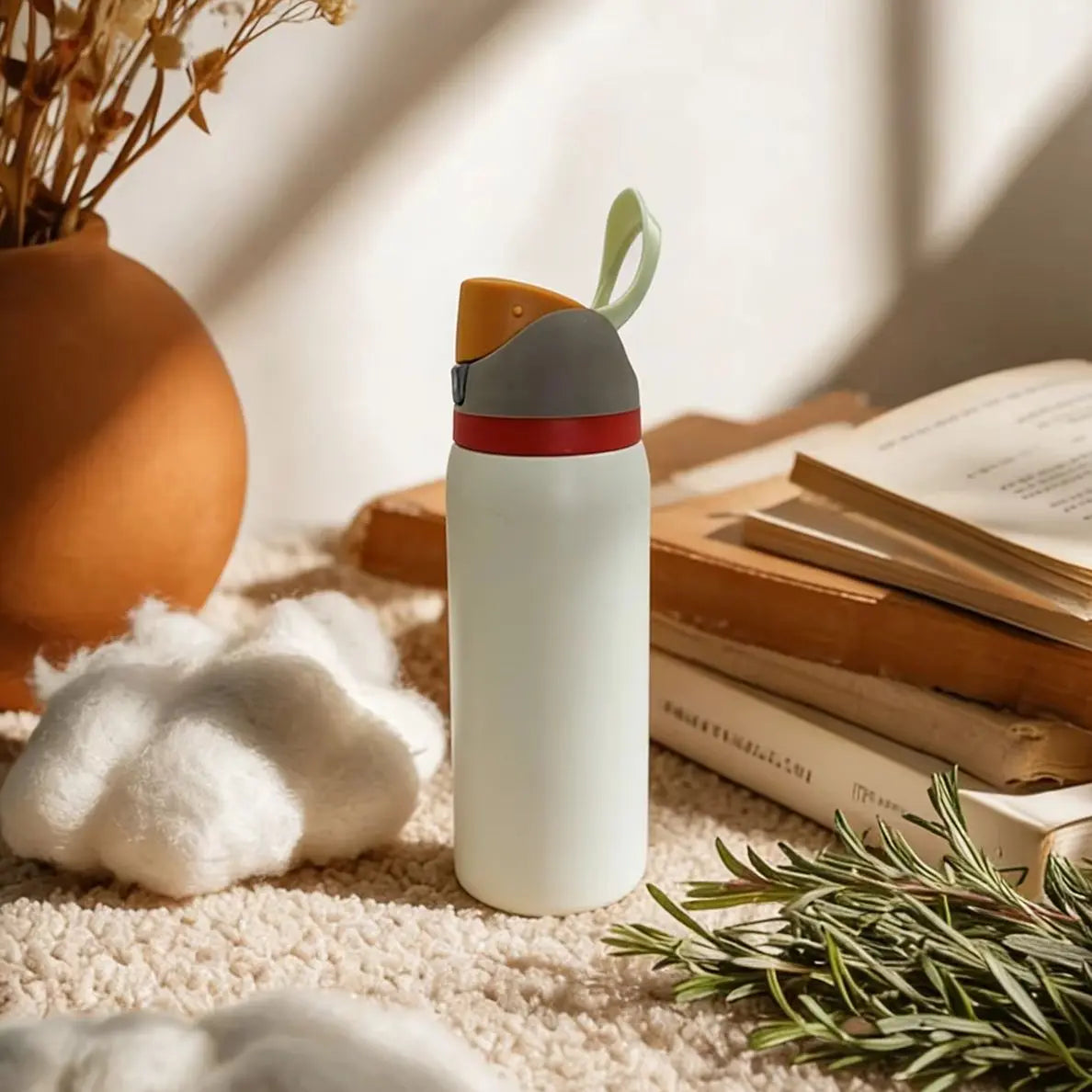 Owalaa creamy white 32oz/945ml stainless steel insulated water bottle with straw,for daily sports outdoor,perfect gift