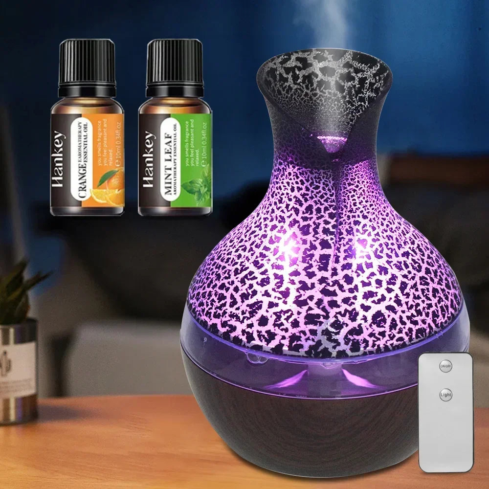 300 ml USB Aromatherapy Diffuser & Humidifier – ultra-quiet cool-mist humidifier with remote control, 7-color LED lights, and 2