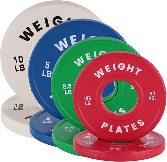 BarbellFractional Weight Plates 1.25LB 2.5LB 5LB 10LB Set Rubber Coated Strength Training Barbell Lifting Bumper Plates for Gym
