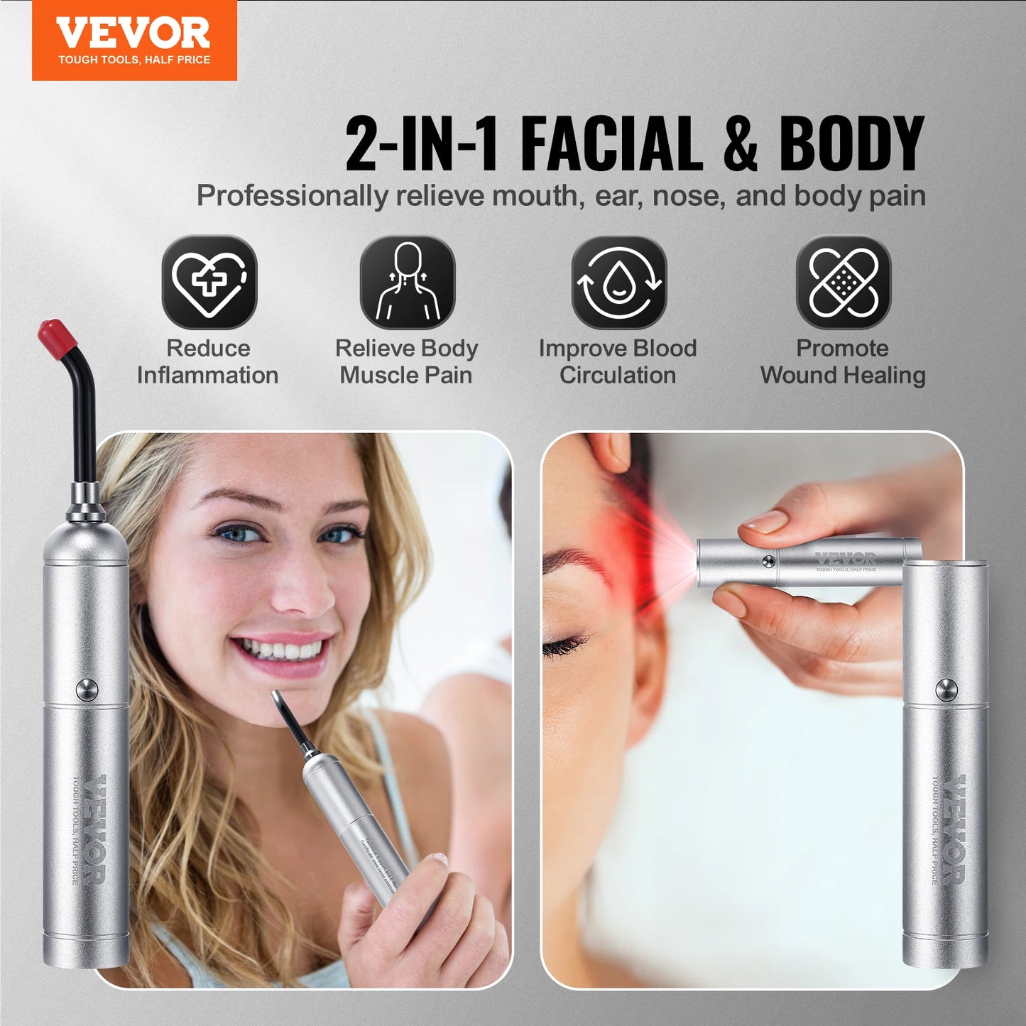 SucceBuy Red Light Therapy Device 2 in 1 Facial & Body Light Therapy Wand for Joint Mouth Nose Ear Handheld Red Light Therapy