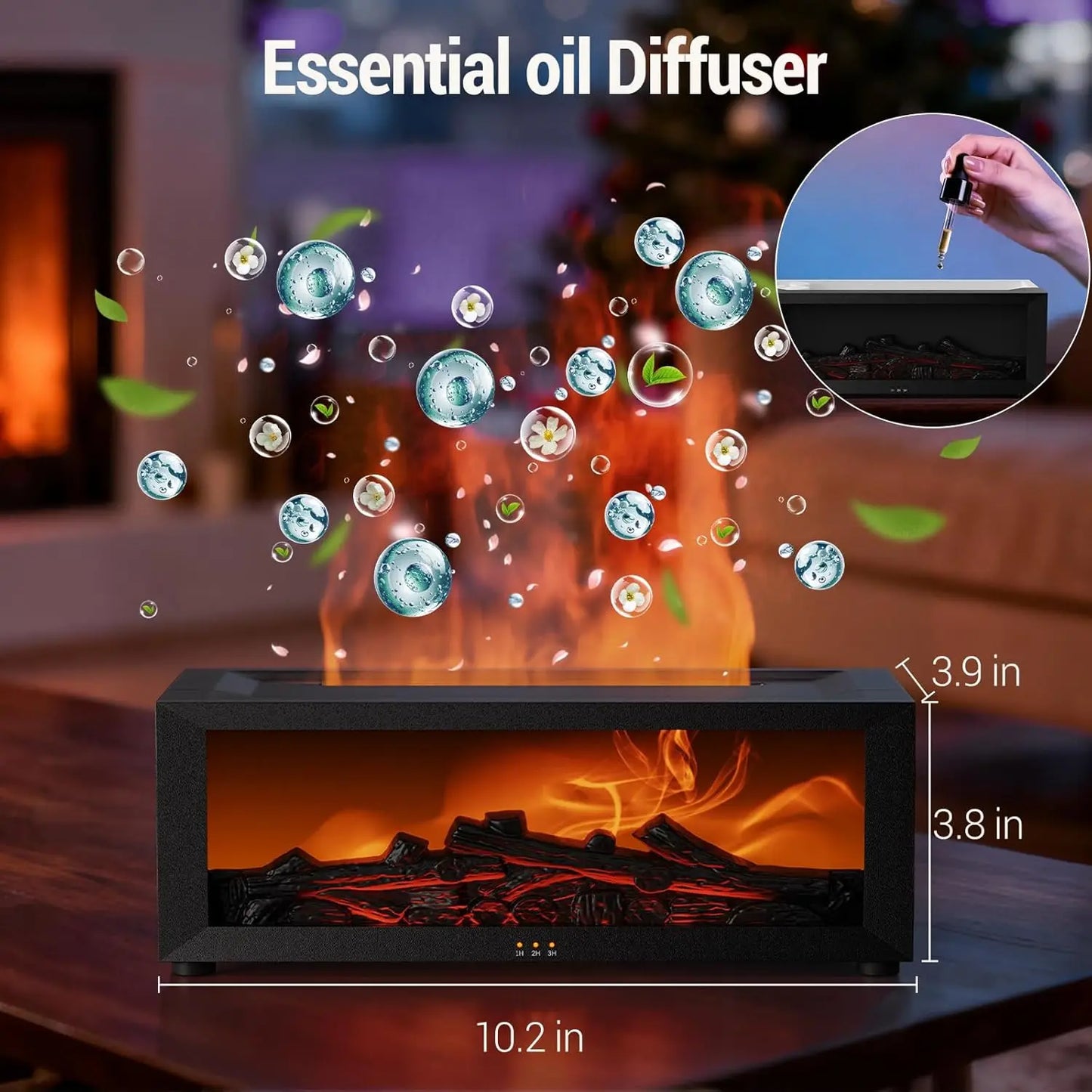 Remote Control Flame Diffuser, 150ml Ultrasonic Aroma Humidifier with Timer & LED Lights for Home