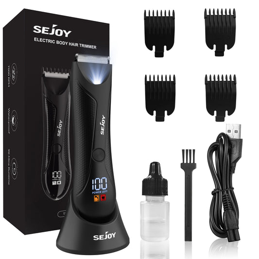 Sejoy Shaver for Men Ball Trimmer for Groin Pubic Grooming Body Hair Trimmer Replaceable Ceramic Blade Heads Electric Razor