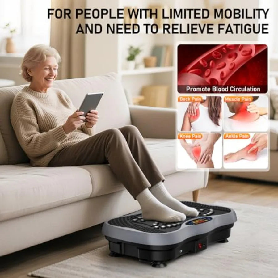 Vibration Plate Exercise Machine for home gym use ABS plastic body in black 130 intensity levels for full-body workout lymphati