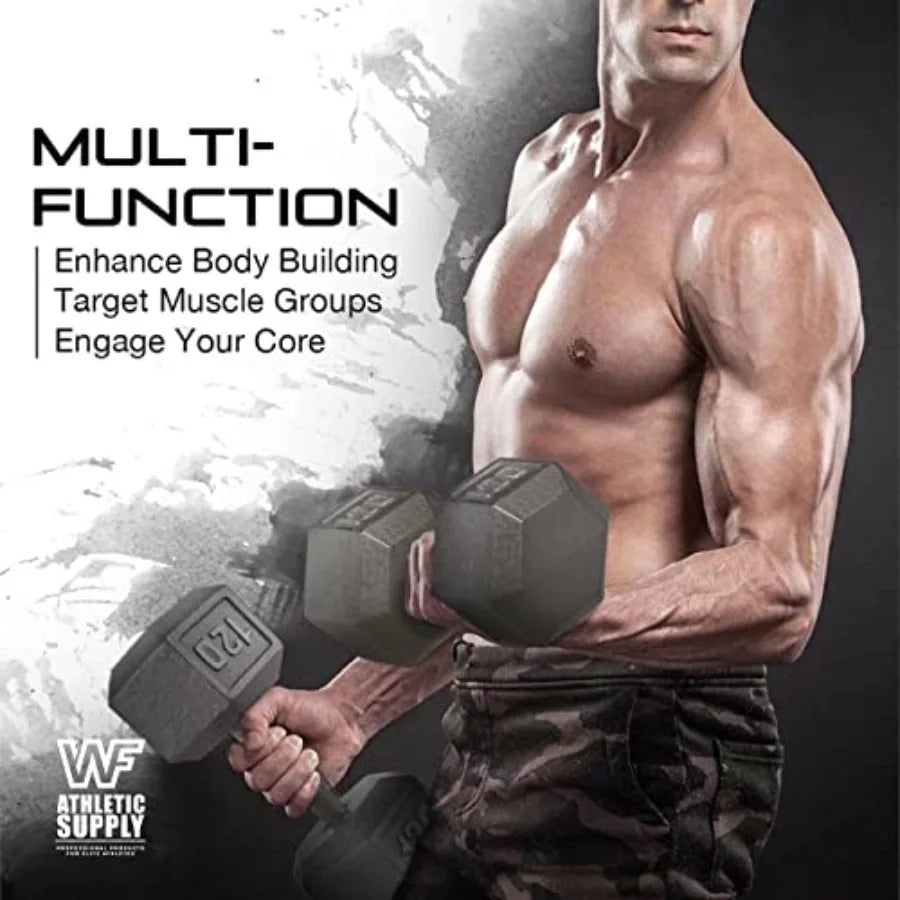 Cast Iron Dumbbell Set, Solid Hexagon Grey Dumbbell Set, Strength Training Free Weights for Women Men, 150 LB Set