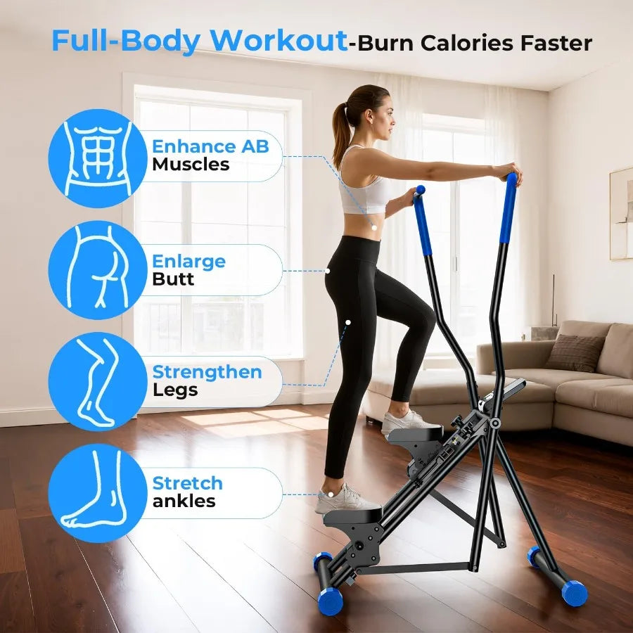 Home Stair Stepper Vertical Cardio Climber with Adjustable Step Range 330LBS Load Capacity Full Body Workout Machine Bla