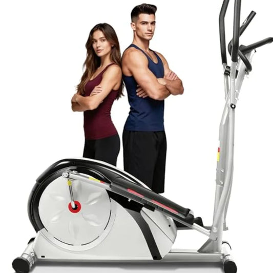 Elliptical Exercise Machine for Home Use with 500LBS Weight Capacity Magnetic Drive System 8-Level Resistance Pulse Rate Grips