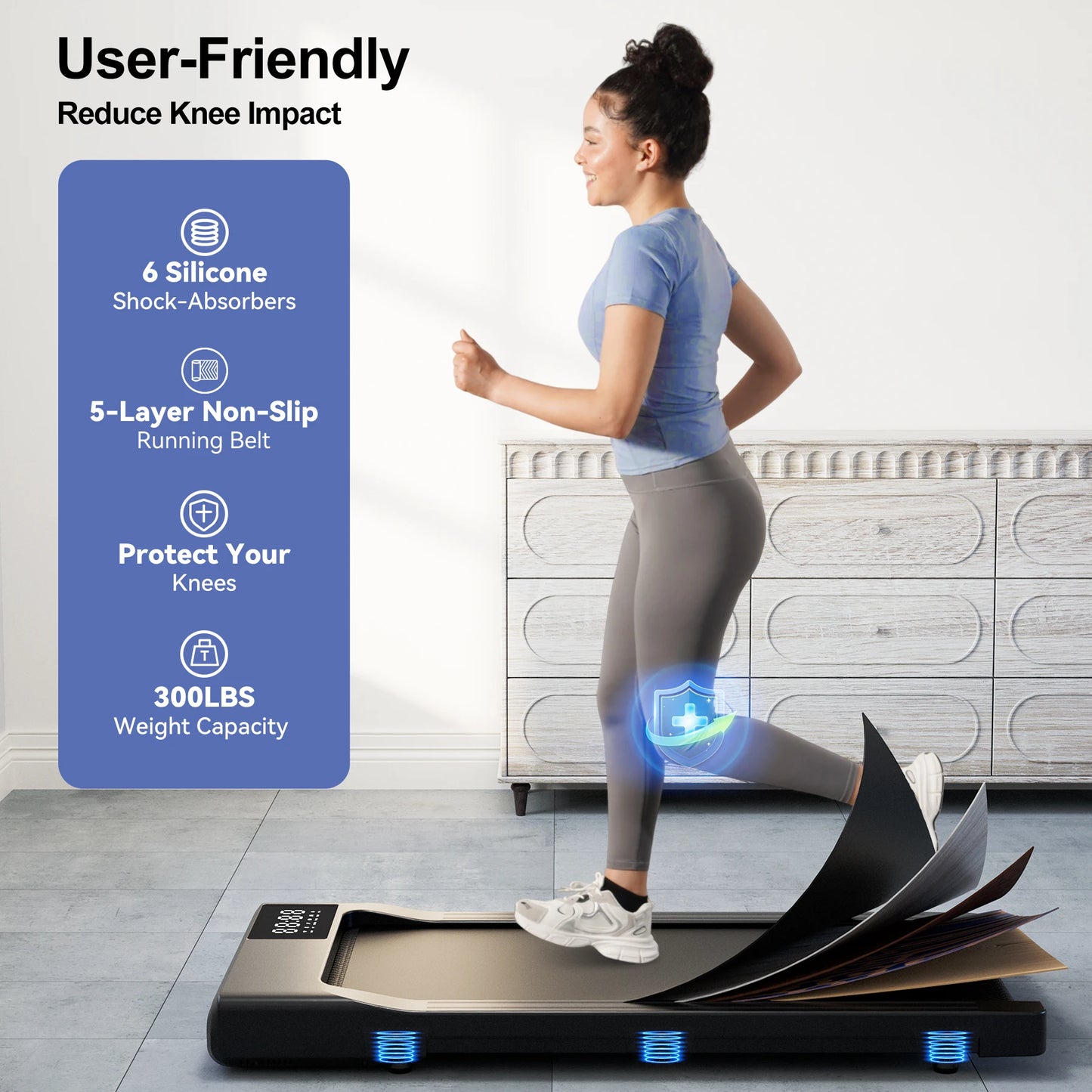 3-in-1 Portable Treadmill with Remote Cntrol LED Display 2.5HP Silent Walkingpad Jogging Machine for Home Office 300LBS Capacity