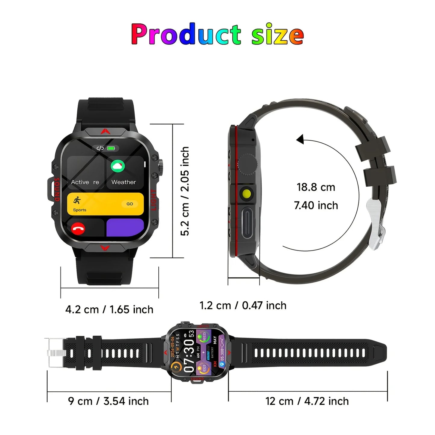 New Smart Watch, Equipped with Bright Flashlight, Multiple Sports Modes, Sports Tracking, Pedometer, Weather Forecast, Multiple Watch Face Wallpapers Optional, Suitable for IPhone & Android