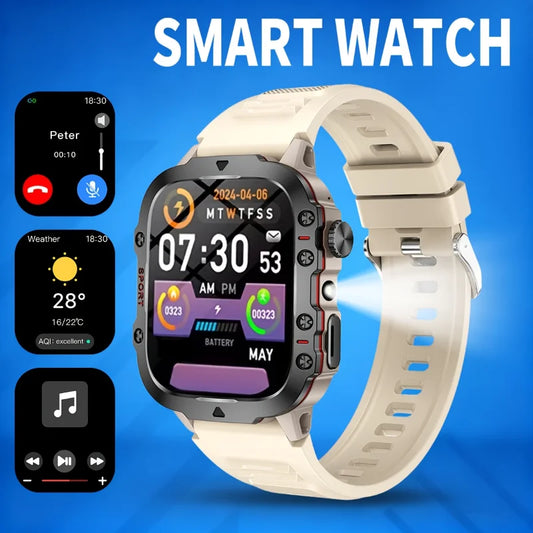 New Smart Watch, Equipped with Bright Flashlight, Multiple Sports Modes, Sports Tracking, Pedometer, Weather Forecast, Multiple Watch Face Wallpapers Optional, Suitable for IPhone & Android