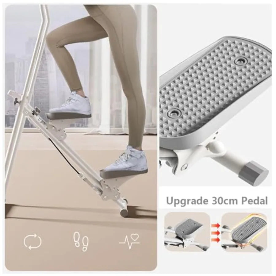 Foldable Stair Climber Vertical Climbing Cardio Exercise Machine Height Adjustable Stepper for Home and Office Use Compact Blac