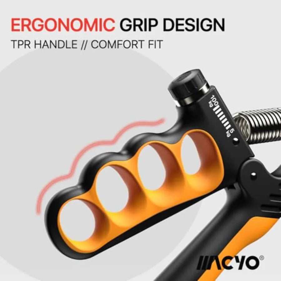 Grip Strength Trainer with Wider Handles - Adjustable Hand Grip Strengthener 11-220Lbs 5-100KG for Large Hands Automatic