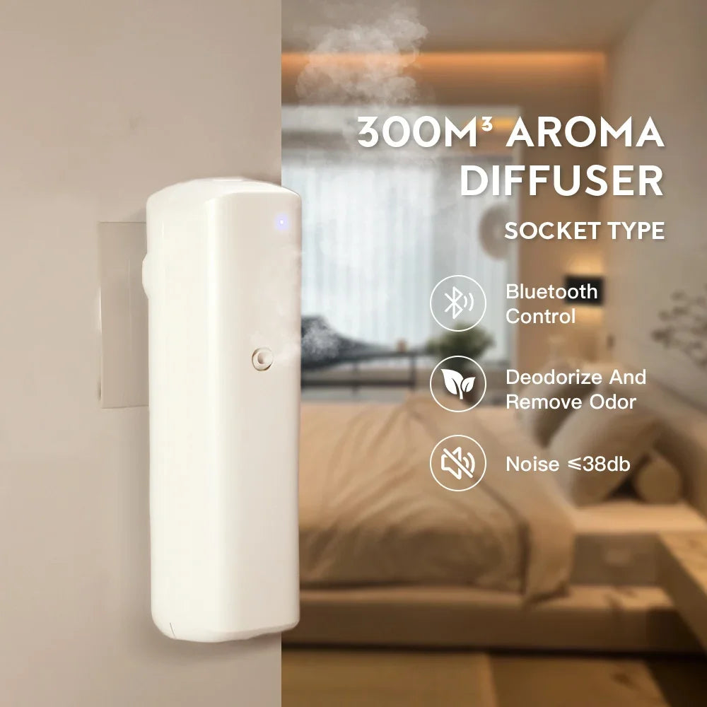 Fragrance Diffuser Coverage 300m³ Plug In Wall Waterless Essential Oil Diffuser Home Fragrance Smart Bluetooth Scent Air Machine