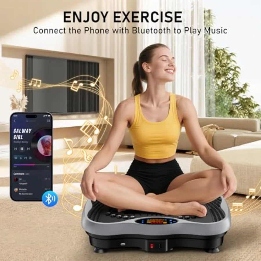 Vibration Plate Exercise Machine for home gym use ABS plastic body in black 130 intensity levels for full-body workout lymphati