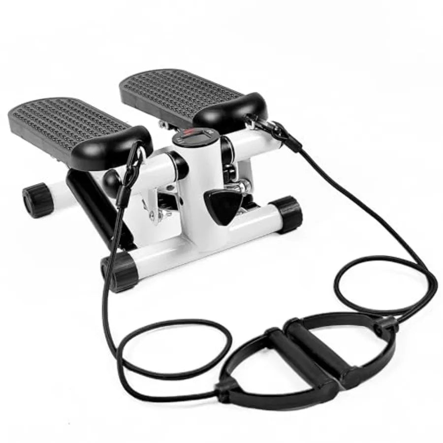 Mini Stepper with Resistance Band for Home Full Body Workout Equipment in Black and Blue