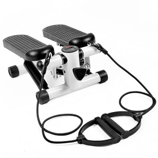 Mini Stepper with Resistance Band for Home Full Body Workout Equipment in Black and Blue