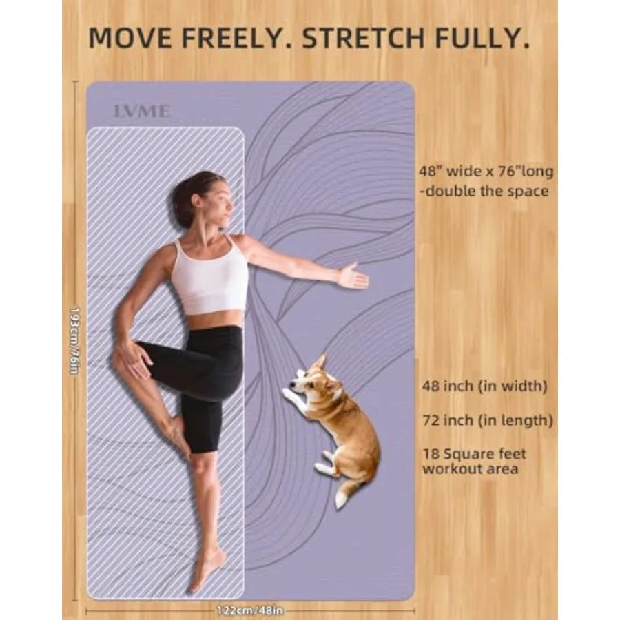 Large Yoga Mat 75x48x0.4 Extra Wide Thick 10mm Non-Slip Exercise Mat in High-Density TPE for Yoga Pilates Home Gym Workouts