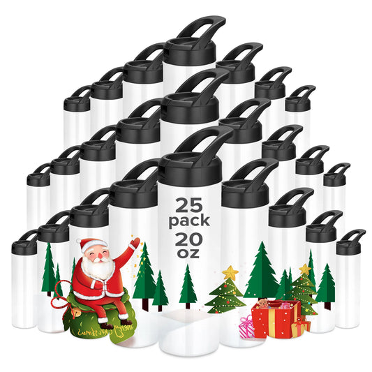 Sublimation Tumblers,12/25 Pack 20 oz Skinny Straight Sports Water Bottles Mugs,for Tumbler Press Machine Sublimation Print