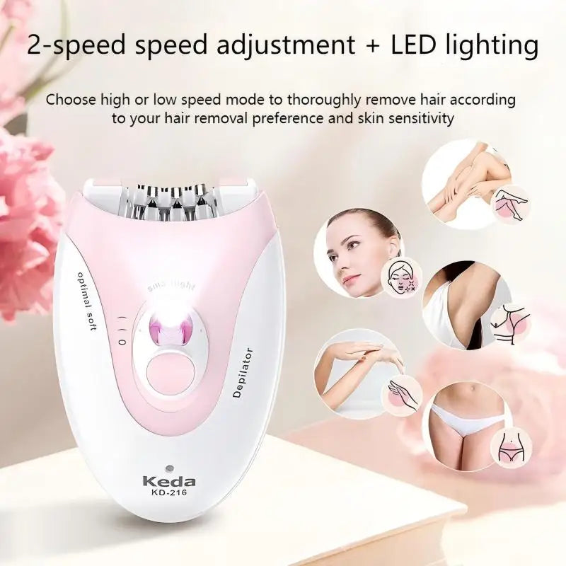 Rechargeable Electric Hair Remover for Women｜Dual-Speed Shaver｜Suitable for Face, Underarms, Legs & Bikini｜Portable Waterproof D