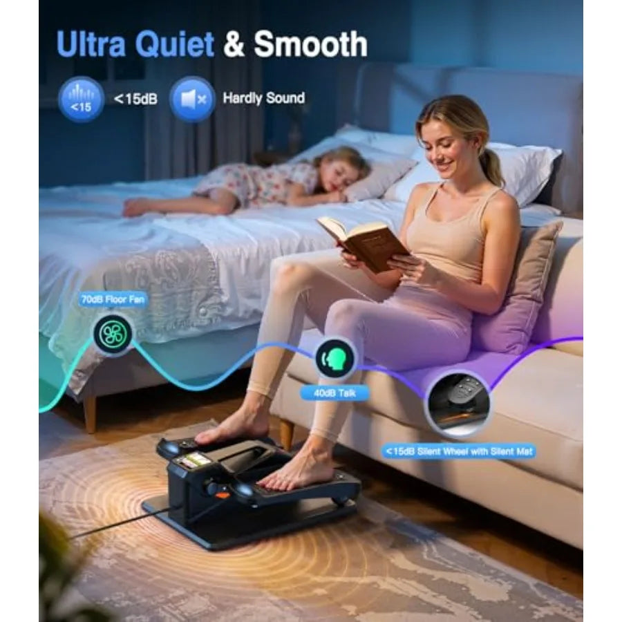 Under Desk Elliptical Machine Portable Electric Exercise Equipment with 12 Adjustable and 3 Automatic Speeds Blue Ellipse Leg P