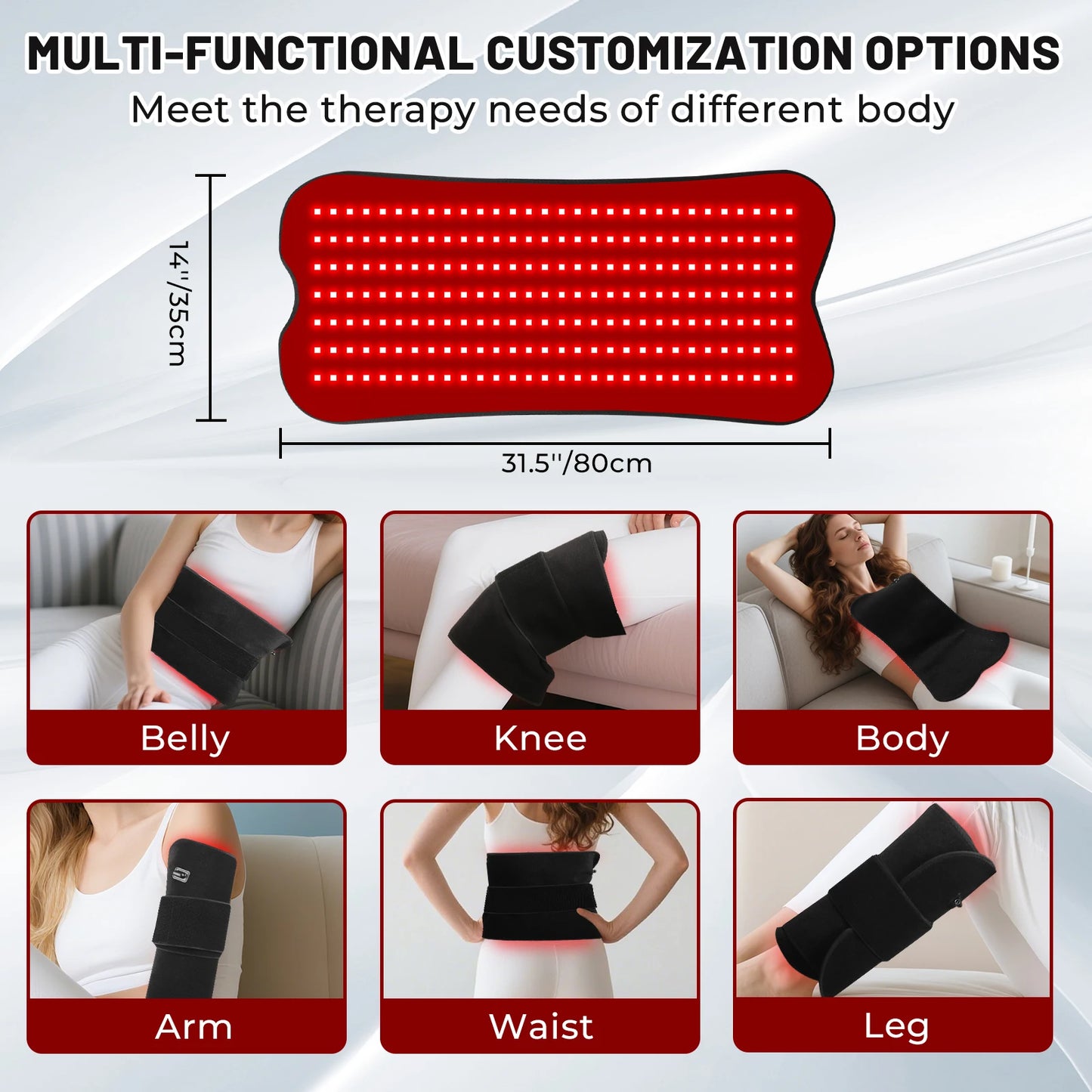 NEW 360 LEDs Red Light Belt 660nm&850nm Infrared Light Therapy Pad For Body Fatigue Deep Therapy For Back Knee Hands Feet Relief