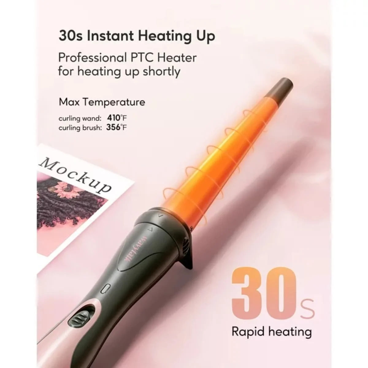 5 In 1 Curling Iron Wand Set, Instant Heating, With 4 Ceramic Barrels And 1 Curling Iron Brush