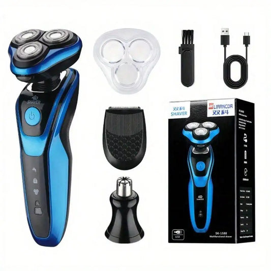 3-in-1 Men's Home Shaver and Grooming Kit—a rechargeable shaver featuring precision blades that are durable and easy to clean.