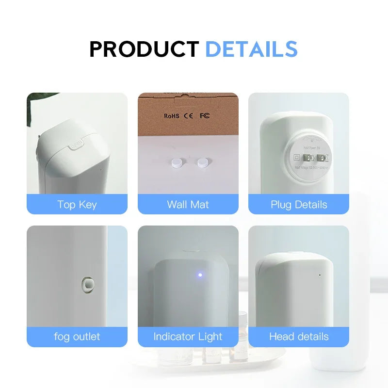 Fragrance Diffuser Coverage 300m³ Plug In Wall Waterless Essential Oil Diffuser Home Fragrance Smart Bluetooth Scent Air Machine