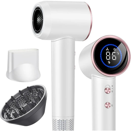 High Speed Ionic Hair Dryer with Diffuser 500 Millions Negative Ionic Low Noise Magnetic Attachments Thermo Control for Home Tr